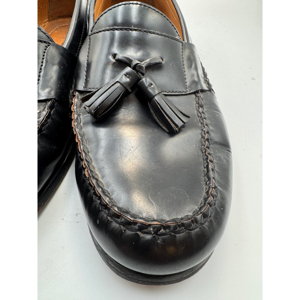 Johnston & Murphy Mens Black Leather Tassel Loafers 12 M Brazil 15-1095 - Picture 3 of 10